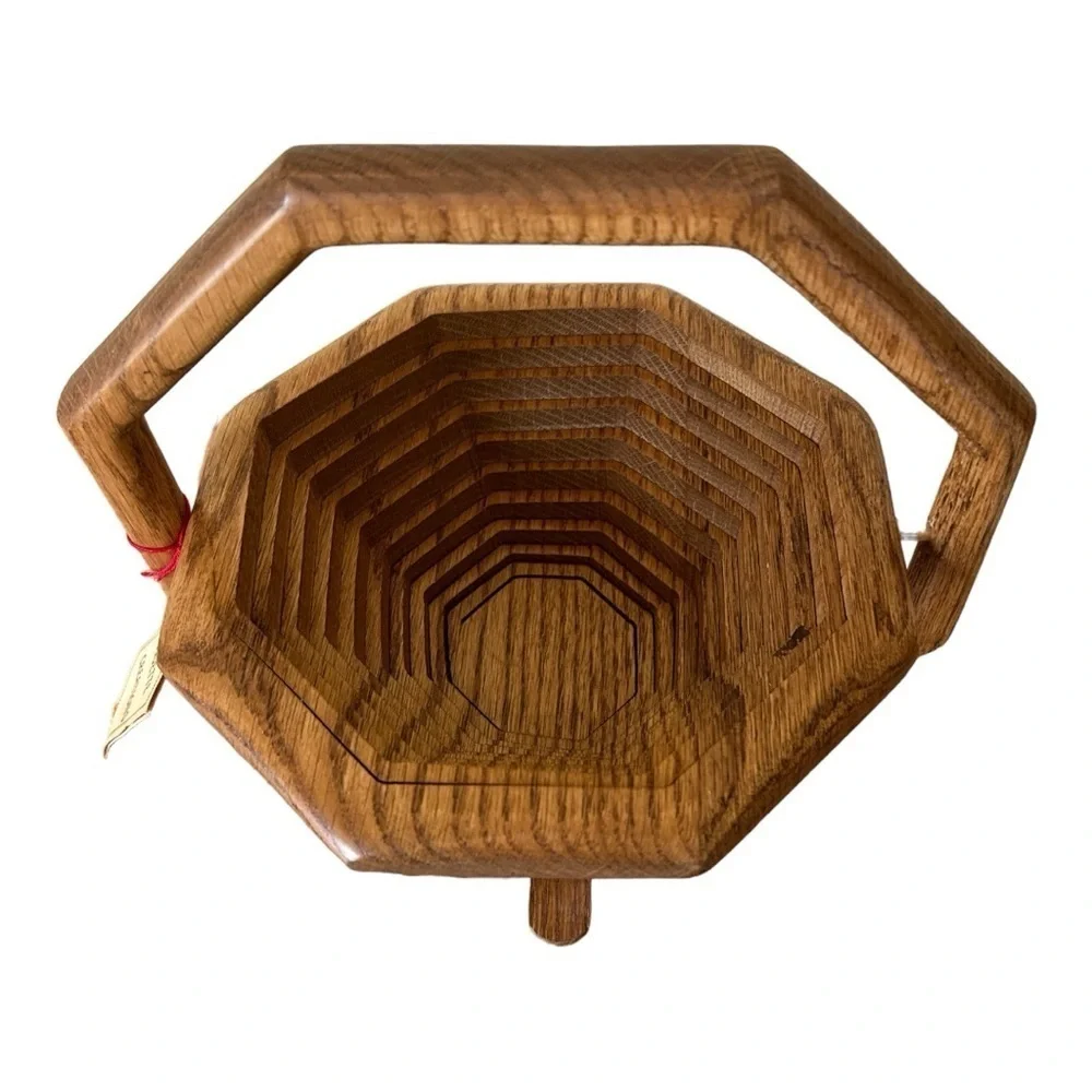 Vintage Folding Wooden Trivet Basket Handmade Expandable Fruit Bread Basket